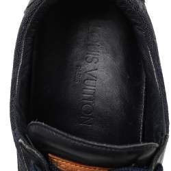 Louis Vuitton Navy Blue Monogram Canvas And Leather Low Top Sneakers Size 38