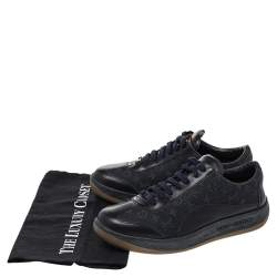 Louis Vuitton Navy Blue Monogram Canvas And Leather Low Top Sneakers Size 38