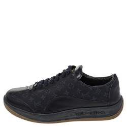 Louis Vuitton Navy Blue Monogram Canvas And Leather Low Top Sneakers Size 38
