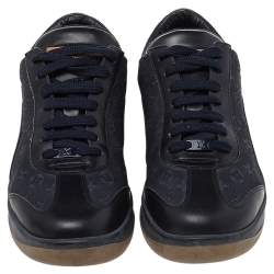 Louis Vuitton Navy Blue Monogram Canvas And Leather Low Top Sneakers Size 38