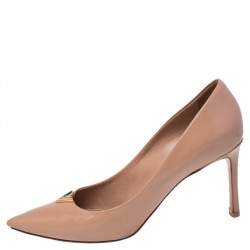 Pre Owned Louis Vuitton Beige Leather Heartbreaker Pointed Toe Pumps Size 40