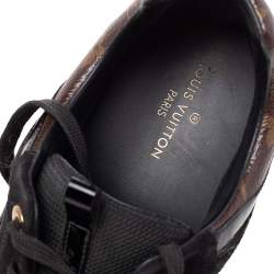 Louis Vuitton Black/Brown Mesh And Monogram Canvas Run Away Low Top Sneakers Size 38.5