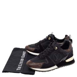 Louis Vuitton Black/Brown Mesh And Monogram Canvas Run Away Low Top Sneakers Size 38.5