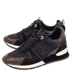 Louis Vuitton Black/Brown Mesh And Monogram Canvas Run Away Low Top Sneakers Size 38.5