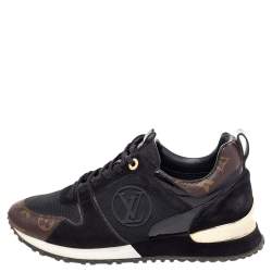Louis Vuitton Black Brown Suede And Monogram Canvas Run Away Low