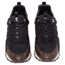 Louis Vuitton Black/Brown Mesh And Monogram Canvas Run Away Low Top Sneakers Size 38.5