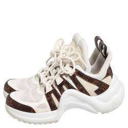 Louis Vuitton White/Brown Mesh And Monogram Canvas Archlight Low Top Sneakers Size 38.5