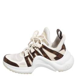 Louis Vuitton White/Brown Mesh And Monogram Canvas Archlight Low Top Sneakers Size 38.5