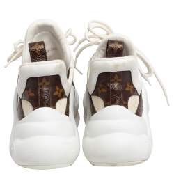 Louis Vuitton White/Brown Mesh And Monogram Canvas Archlight Low Top Sneakers Size 38.5