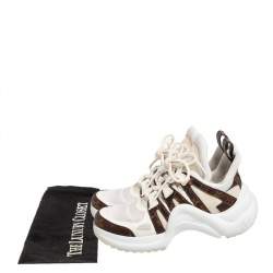 Louis Vuitton White/Brown Mesh And Monogram Canvas Archlight Low Top Sneakers Size 38.5