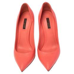 مملوكة مسبقًا Louis Vuitton Orange Epi Leather Eyeline Pointed Toe Pumps Size 38.5