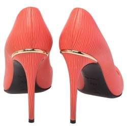 مملوكة مسبقًا Louis Vuitton Orange Epi Leather Eyeline Pointed Toe Pumps Size 38.5