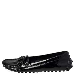 Pre Owned Louis Vuitton Black Patent Leather Oxford Slip On Loafers Size 38