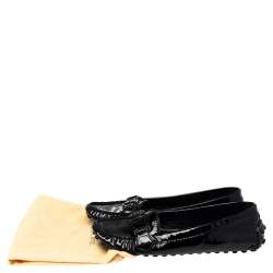 Pre Owned Louis Vuitton Black Patent Leather Oxford Slip On Loafers Size 38