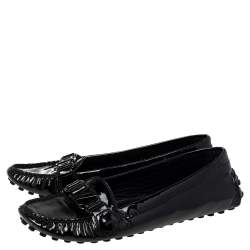 Pre Owned Louis Vuitton Black Patent Leather Oxford Slip On Loafers Size 38