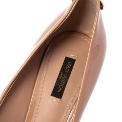 Pre Owned Louis Vuitton Beige Patent Leather Oh Really! Peep Toe Pumps Size 40