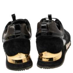 Pre Owned Louis Vuitton Black Mesh and Monogram Canvas Run Away Low Top Sneakers Size 39