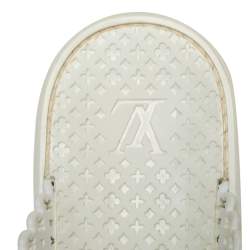 Pre Owned Louis Vuitton White Perforated Rubber Tattoo Thong Sandals Size 38