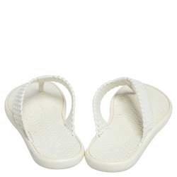 Pre Owned Louis Vuitton White Perforated Rubber Tattoo Thong Sandals Size 38