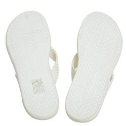 Pre Owned Louis Vuitton White Perforated Rubber Tattoo Thong Sandals Size 38