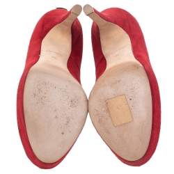 مملوكة مسبقًا Louis Vuitton Red Suede Oh Really! Peep Toe Platform Pumps Size 38