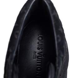 Pre Owned Louis Vuitton Black Monogram Suede and Leather Cliff Top Lace Up Sneakers Size 40