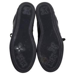 Pre Owned Louis Vuitton Black Monogram Suede and Leather Cliff Top Lace Up Sneakers Size 40