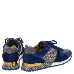 Louis Vuitton Blue/White Leather And Pony Hair Run Away Low Top Sneakers Size 39.5