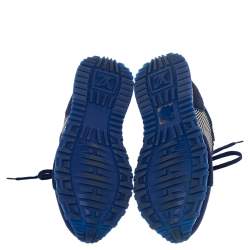 Louis Vuitton Blue/White Leather And Pony Hair Run Away Low Top Sneakers Size 39.5