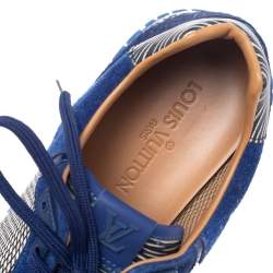 Louis Vuitton Blue/White Leather And Pony Hair Run Away Low Top Sneakers Size 39.5