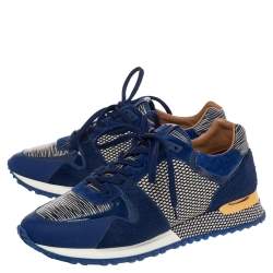 Louis Vuitton Blue/White Leather And Pony Hair Run Away Low Top Sneakers Size 39.5