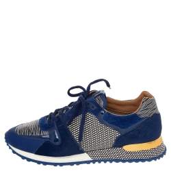 Louis Vuitton Blue/White Leather And Pony Hair Run Away Low Top Sneakers Size 39.5