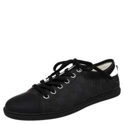 مملوكة مسبقًا حذاء رياضي لوي فيتون نايلون دامييه غرافيتي وجلد أسود/أبيض برباط مقاس 41 