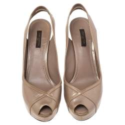 مملوكة مسبقًا Louis Vuitton Beige Monogram Vernis Leather Tamara Slingback Sandals Size 39