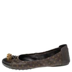 Pre Owned Louis Vuitton Monogram Canvas and Patent Leather Lovely Scrunch Ballet Flats Size 40