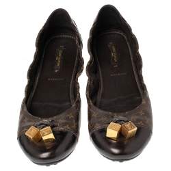 Pre Owned Louis Vuitton Monogram Canvas and Patent Leather Lovely Scrunch Ballet Flats Size 40
