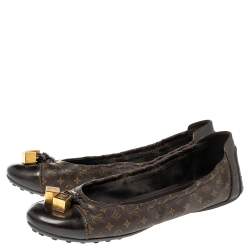 Pre Owned Louis Vuitton Monogram Canvas and Patent Leather Lovely Scrunch Ballet Flats Size 40