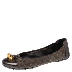 Pre Owned Louis Vuitton Monogram Canvas and Patent Leather Lovely Scrunch Ballet Flats Size 40