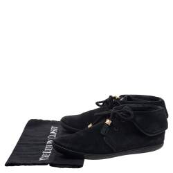 Pre Owned Louis Vuitton Black Suede Ankle Length Boots Size 37
