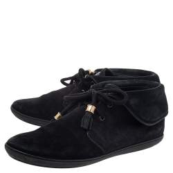 Pre Owned Louis Vuitton Black Suede Ankle Length Boots Size 37