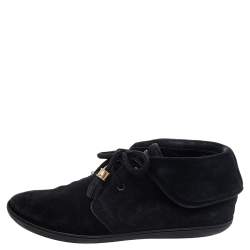 Pre Owned Louis Vuitton Black Suede Ankle Length Boots Size 37