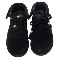 Pre Owned Louis Vuitton Black Suede Ankle Length Boots Size 37