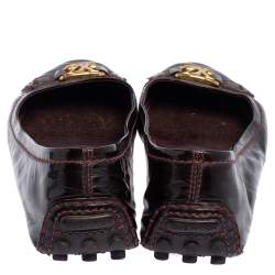 Pre Owned Louis Vuitton Burgundy Patent Leather Ballet Flats Size 40
