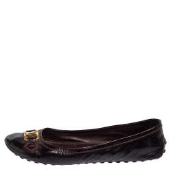 Pre Owned Louis Vuitton Burgundy Patent Leather Ballet Flats Size 40