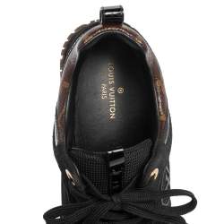 Louis Vuitton Black/Brown Mesh And Monogram Canvas Run Away Lace Up Sneakers Size 36.5