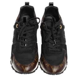Louis Vuitton Black/Brown Mesh And Monogram Canvas Run Away Lace Up Sneakers Size 36.5