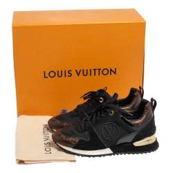 Louis Vuitton Black/Brown Mesh And Monogram Canvas Run Away Lace Up Sneakers Size 36.5