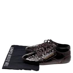 Pre Owned Louis Vuitton Burgundy Brogue Patent Leather Low Top Sneakers Size 37