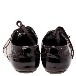Pre Owned Louis Vuitton Burgundy Brogue Patent Leather Low Top Sneakers Size 37