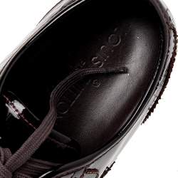 Pre Owned Louis Vuitton Burgundy Brogue Patent Leather Low Top Sneakers Size 37